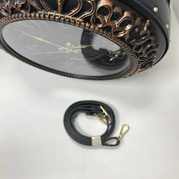 BLACK Real Working Clock Handbag NEW - Picture 10 of 12